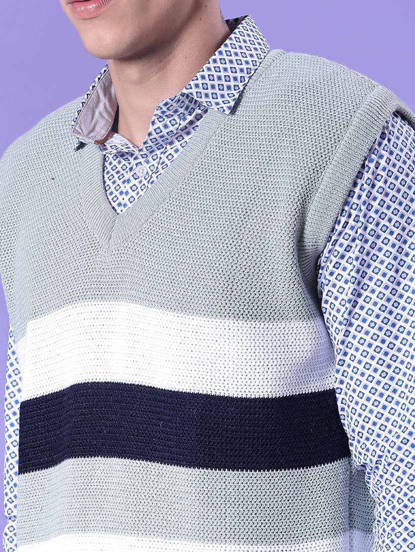 men striped sleeveless regular fit pullover - 21968420 -  Standard Image - 4