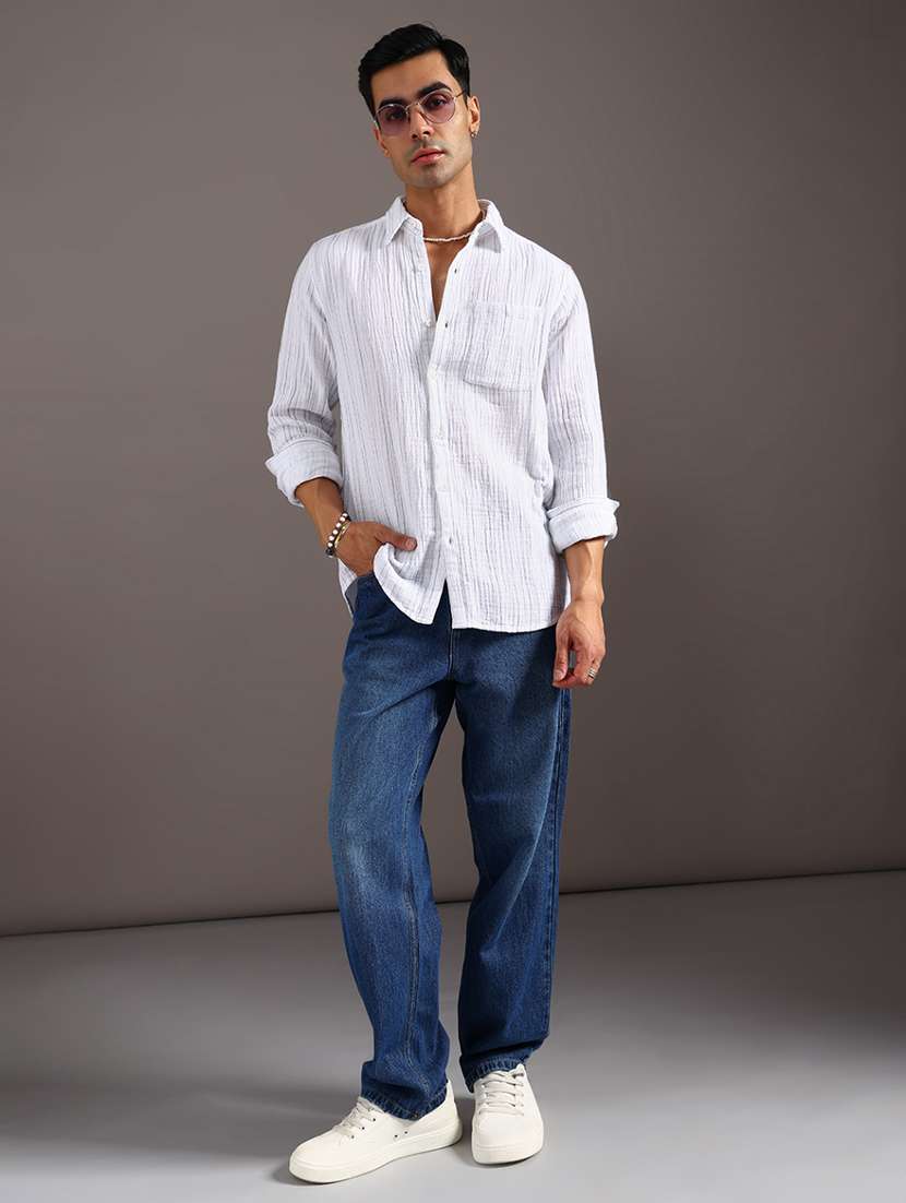 men striped long sleeve regular fit casual shirt - 21968428 -  Standard Image - 4