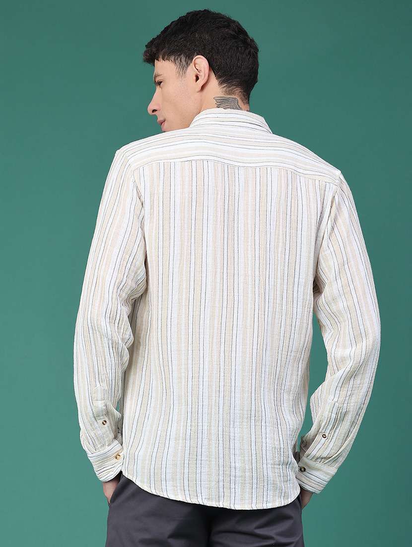 men striped long sleeve regular fit casual shirt - 21968429 -  Standard Image - 4