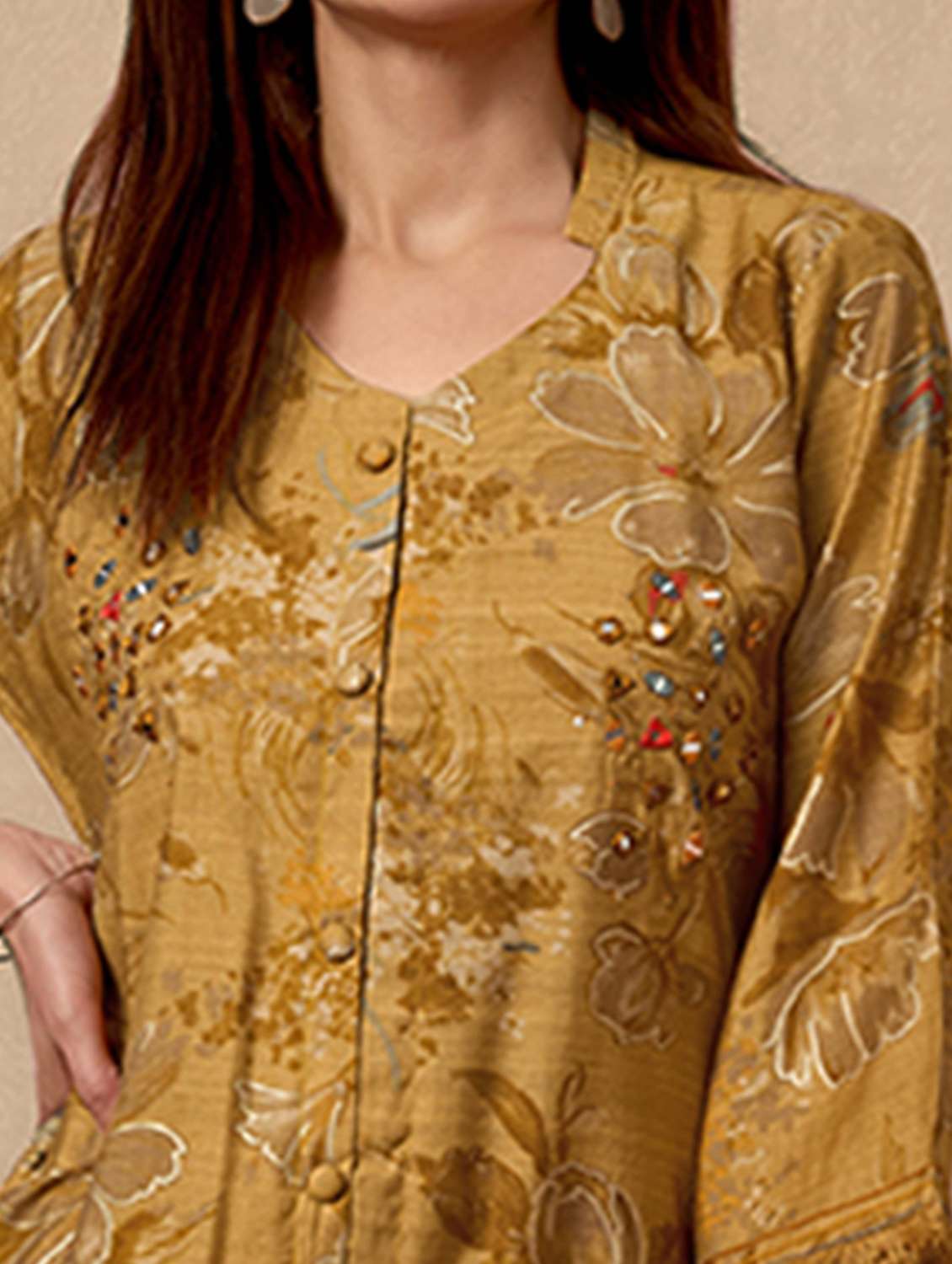 women floral three quarter sleeve ethnic co ord set - 21968498 -  Standard Image - 4