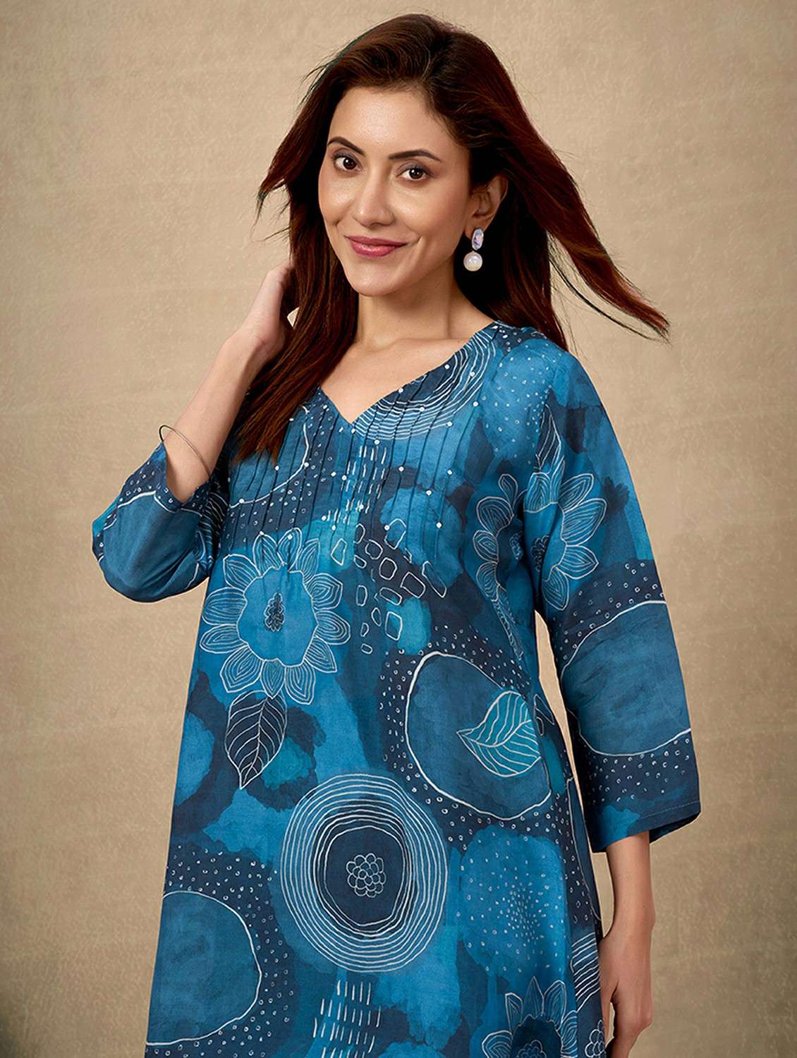 women printed three quarter sleeve ethnic co ord set - 21968499 -  Standard Image - 4