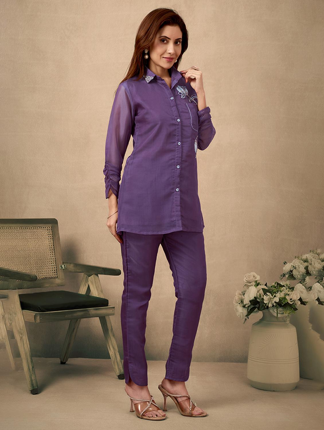 women embroidered long sleeve regular fit ethnic co ord set - 21968501 - Standard Image - 1