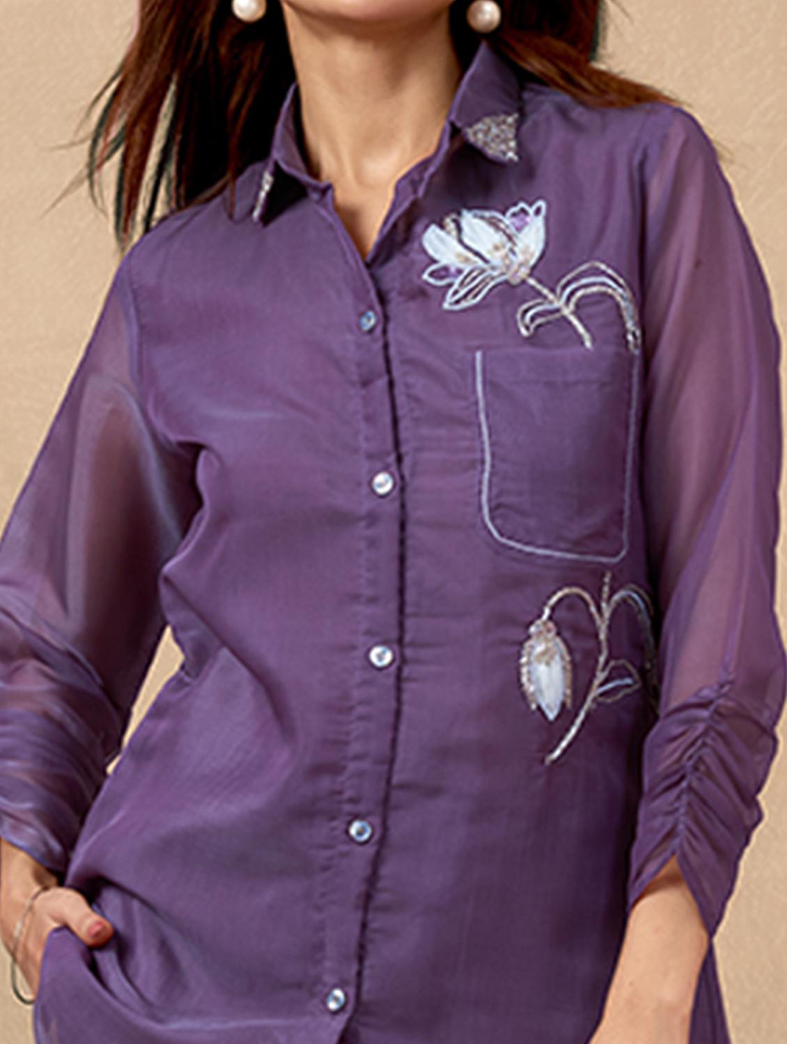 women embroidered long sleeve regular fit ethnic co ord set - 21968501 - Standard Image - 4
