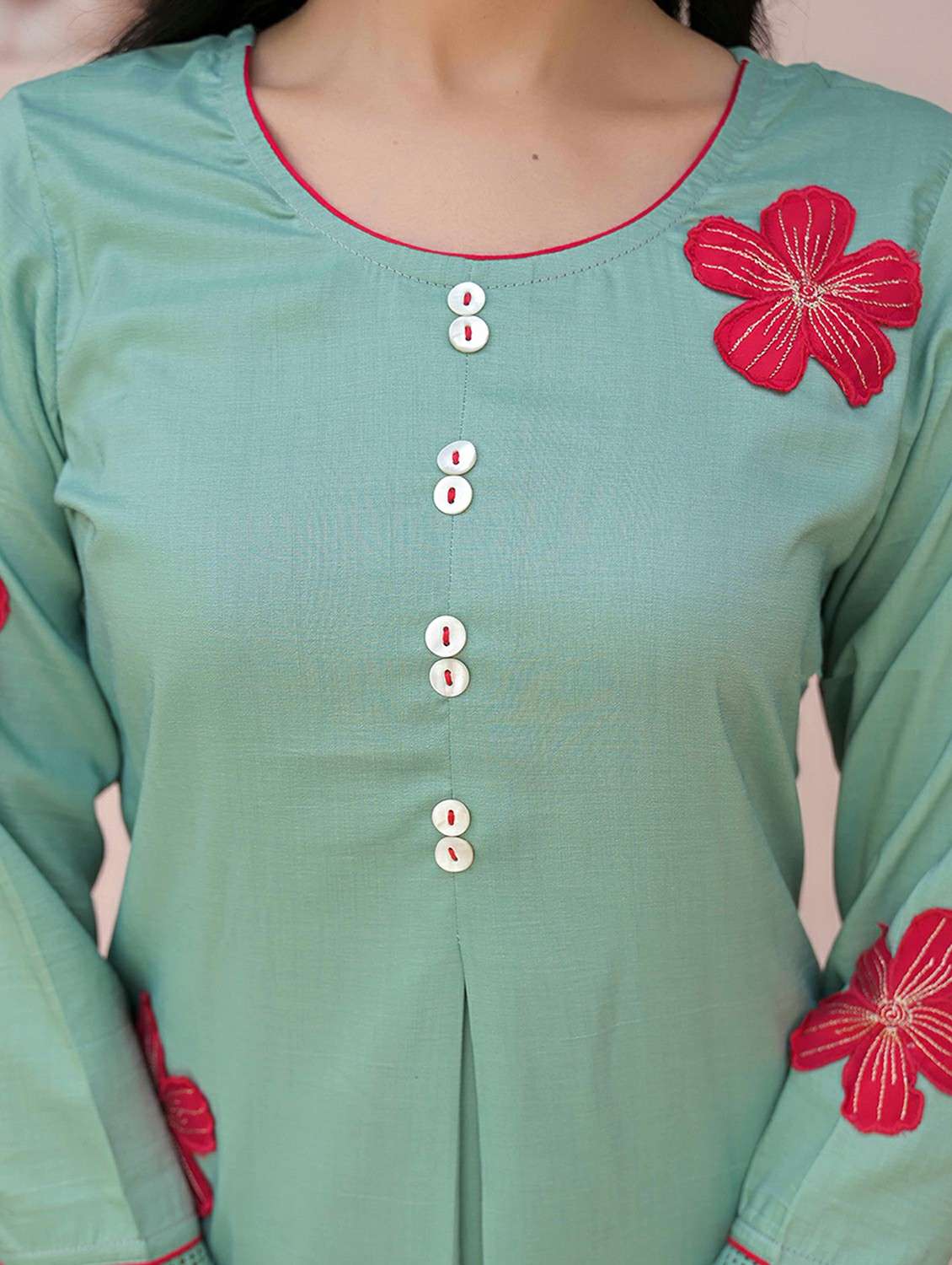 women floral three quarter sleeve a-line kurta - 21968512 -  Standard Image - 4