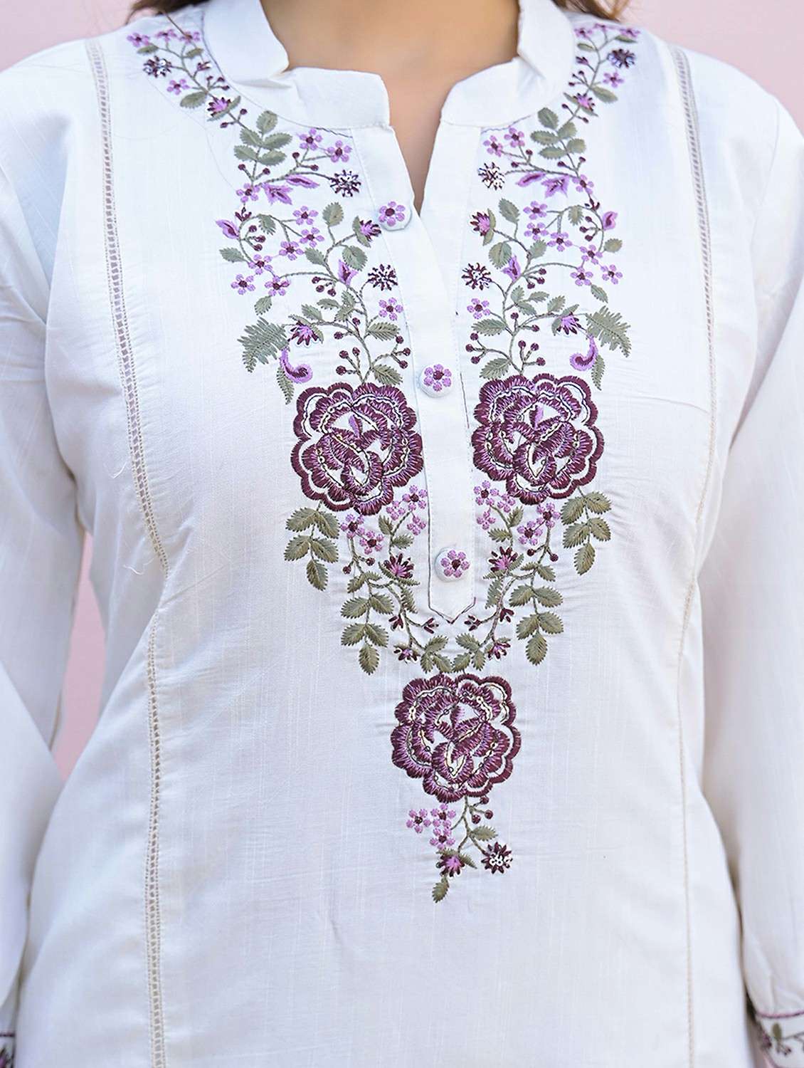 women embroidered three quarter sleeve a-line kurta - 21968513 -  Standard Image - 4