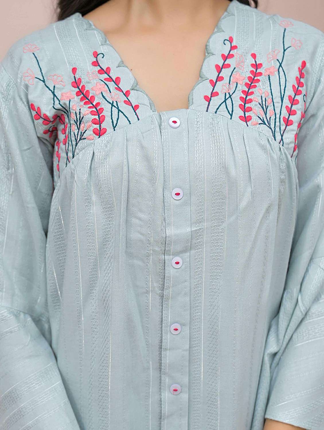 women embroidered bell sleeve  a-line top - 21968519 -  Standard Image - 4