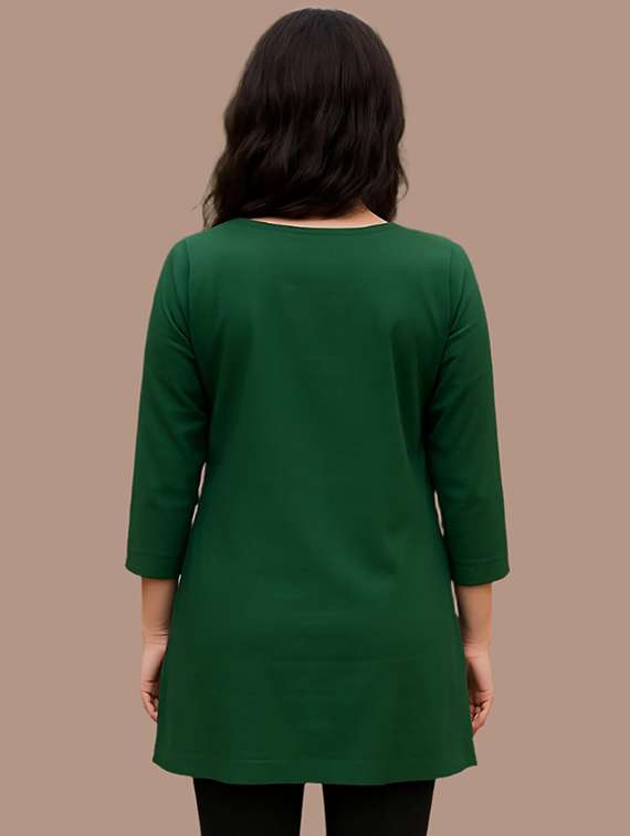 women embroidered three quarter sleeve kurti - 21968528 -  Standard Image - 1