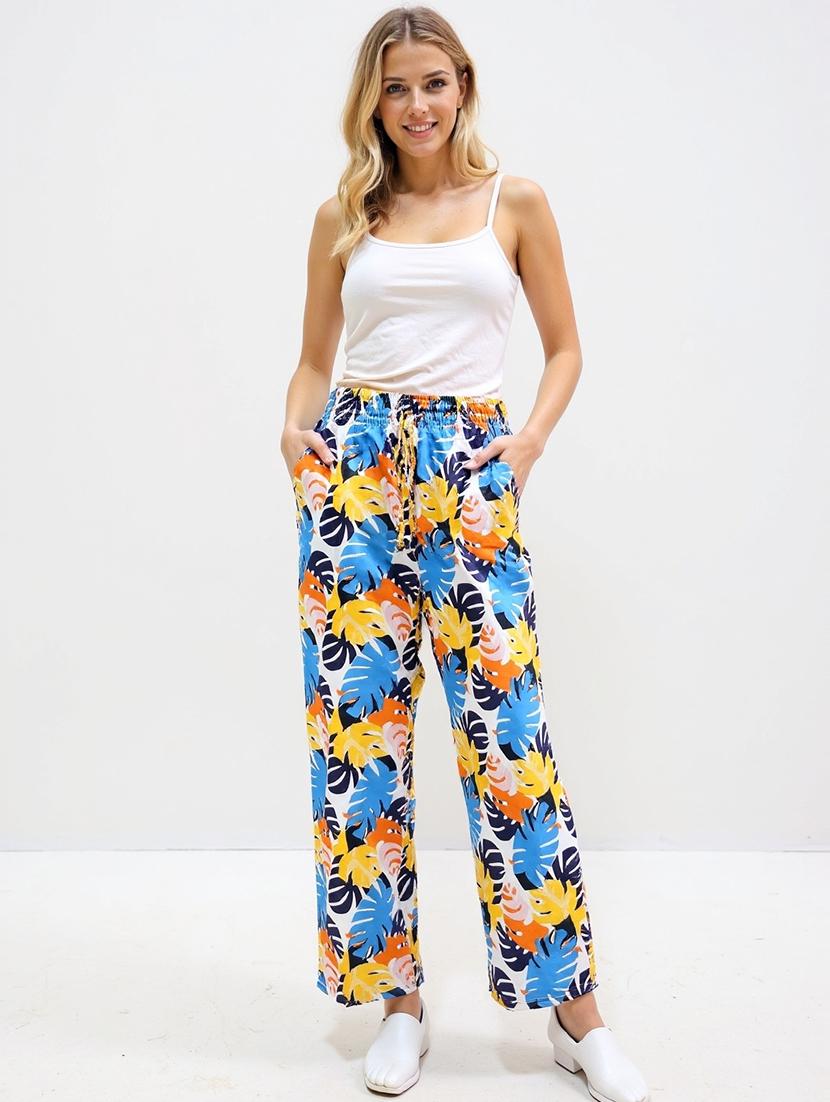 women printed high rise straigh trouser - 21968576 - Standard Image - 1