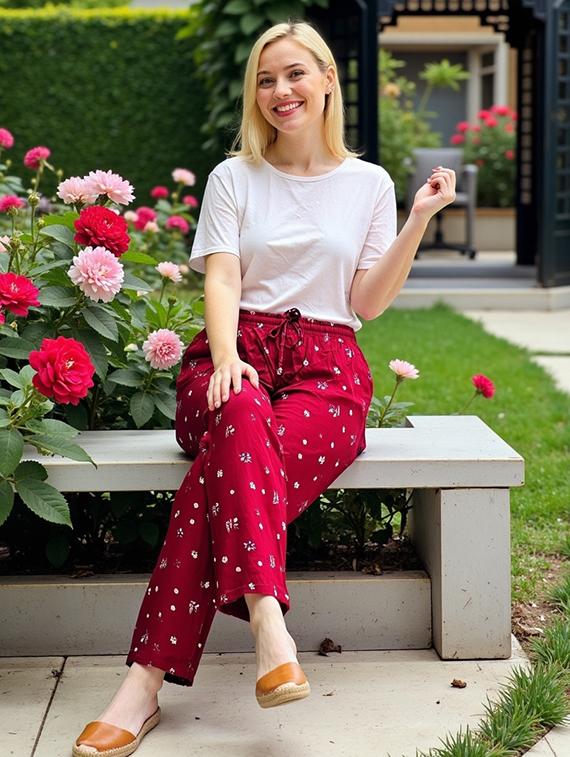 women maroon printed mid rise pyjama - 21968580 - Standard Image - 4