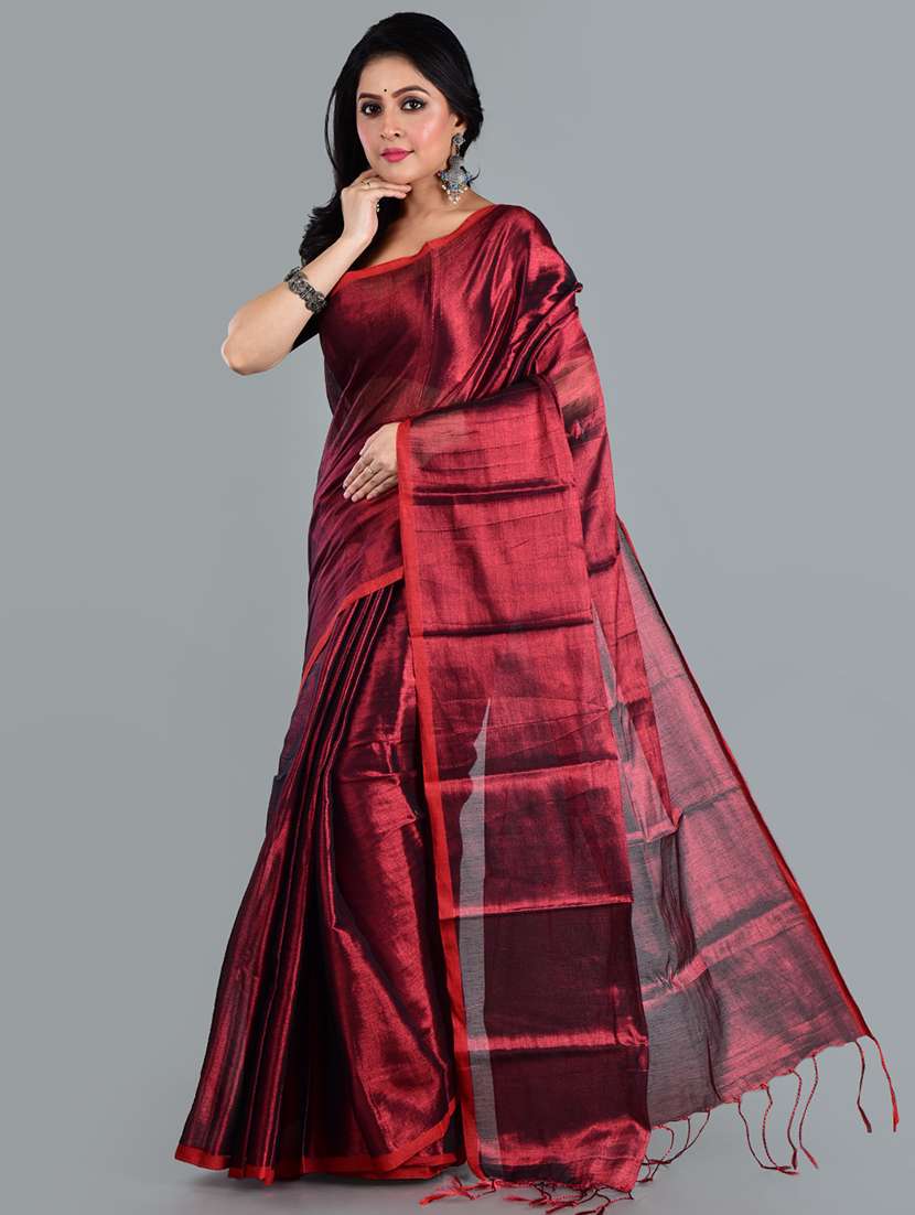 women solid plain saree with blouse - 21968596 -  Standard Image - 1