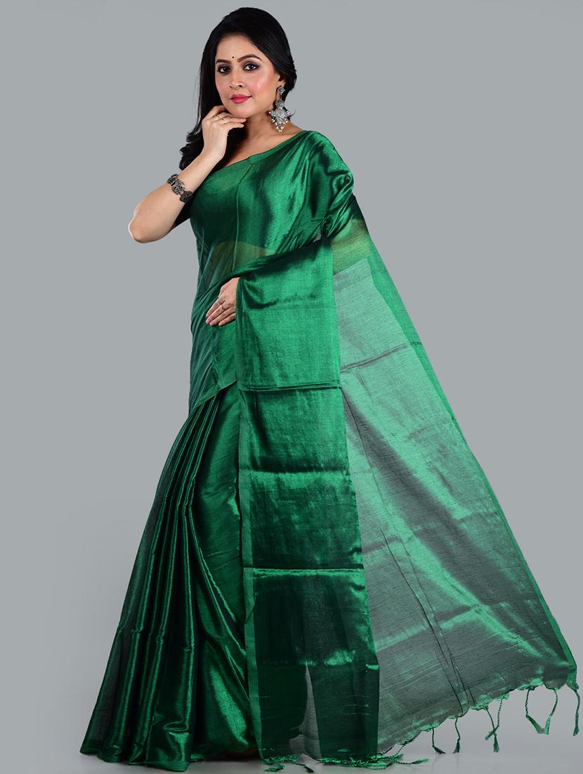 women solid plain saree with blouse - 21968597 -  Standard Image - 1