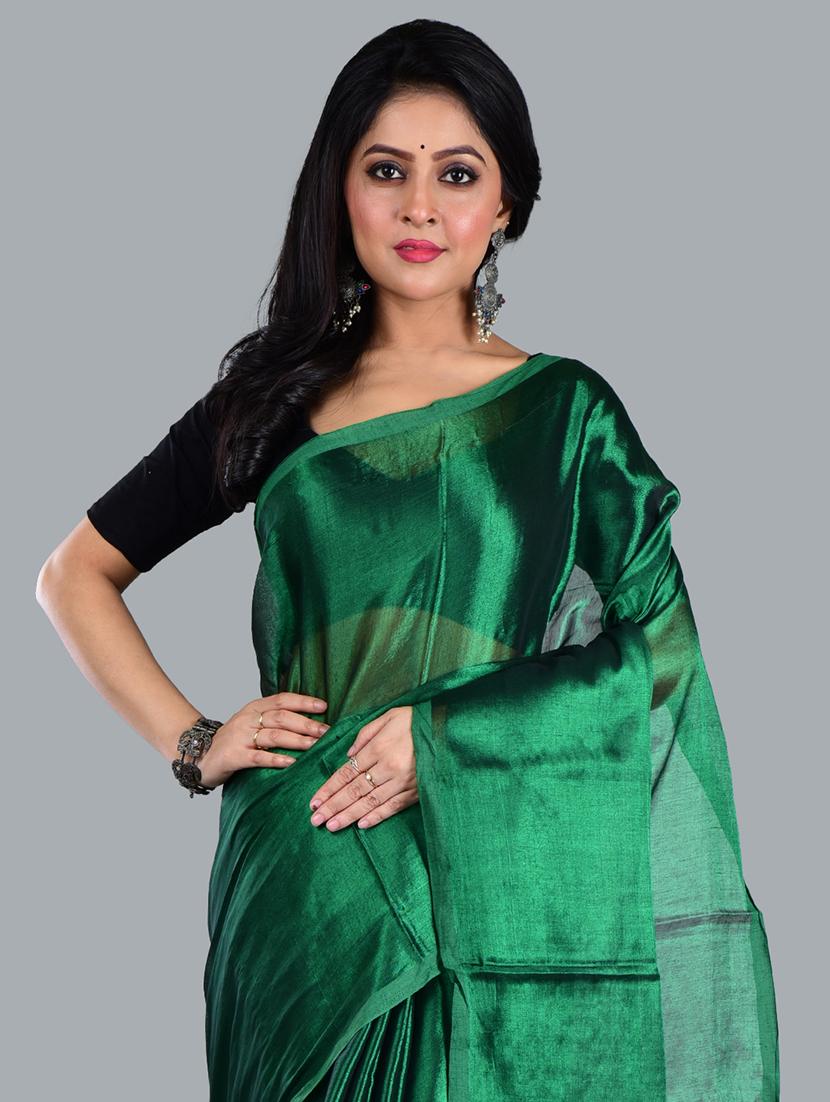 women solid plain saree with blouse - 21968597 - Standard Image - 4
