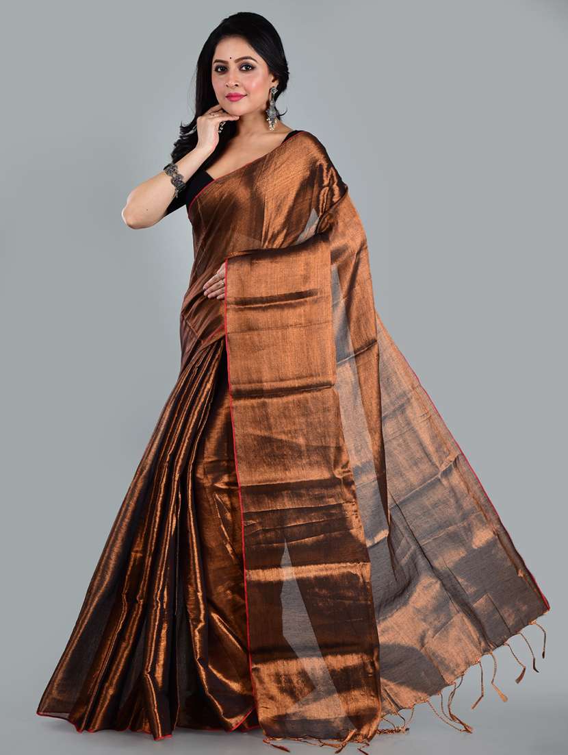 women solid plain saree with blouse - 21968599 - Standard Image - 1