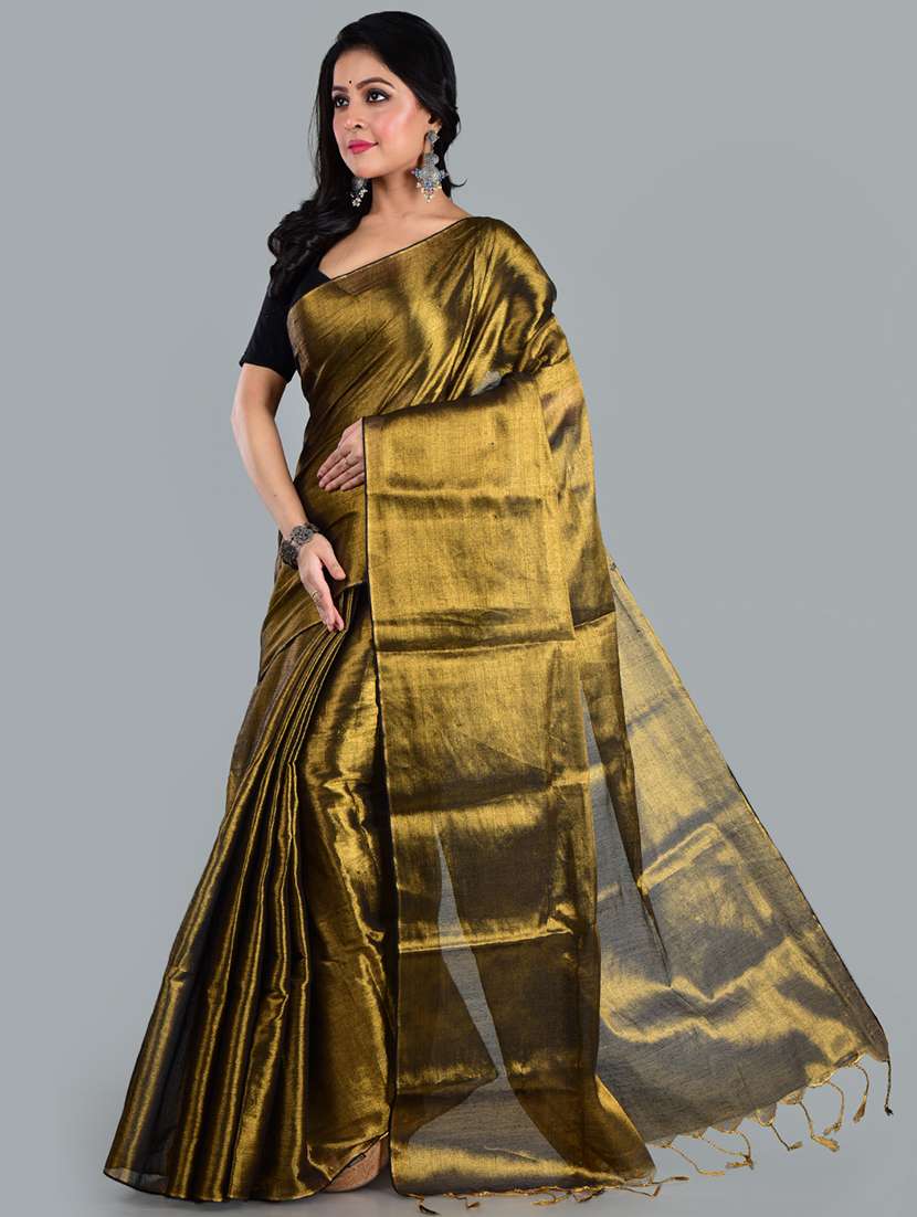 women solid plain saree with blouse - 21968600 -  Standard Image - 1