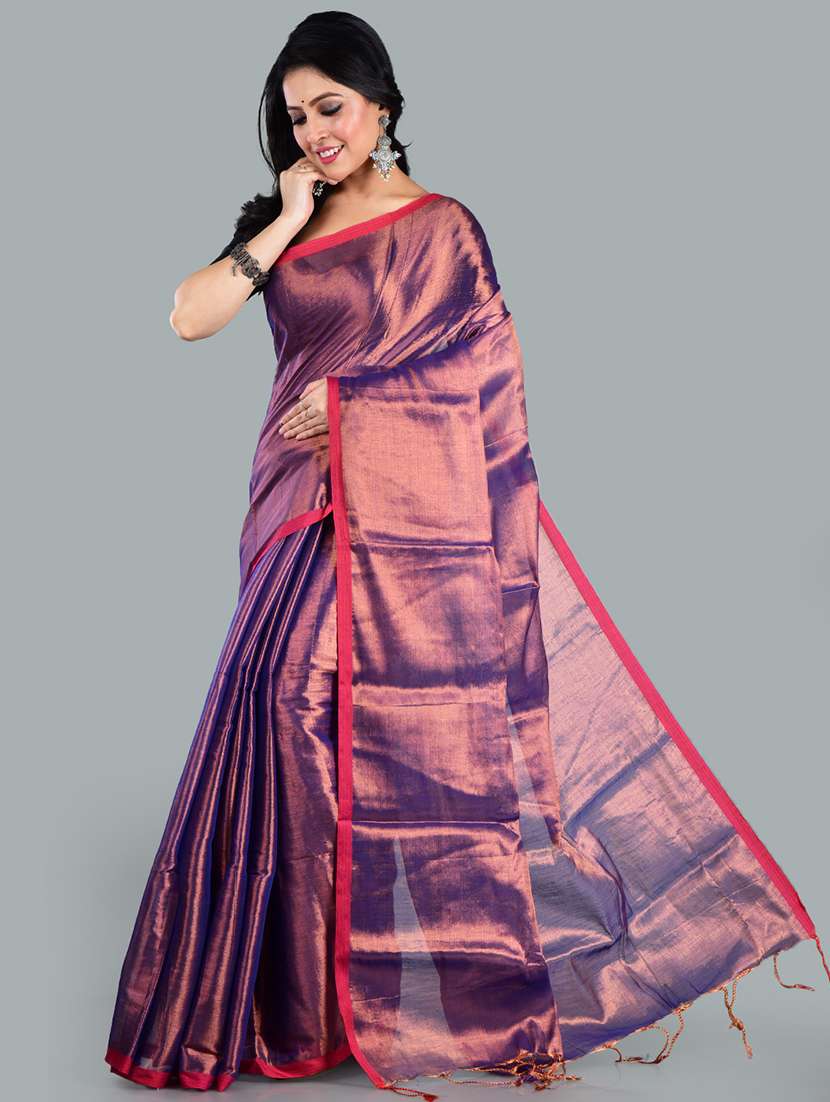 women solid plain saree with blouse - 21968607 - Standard Image - 1