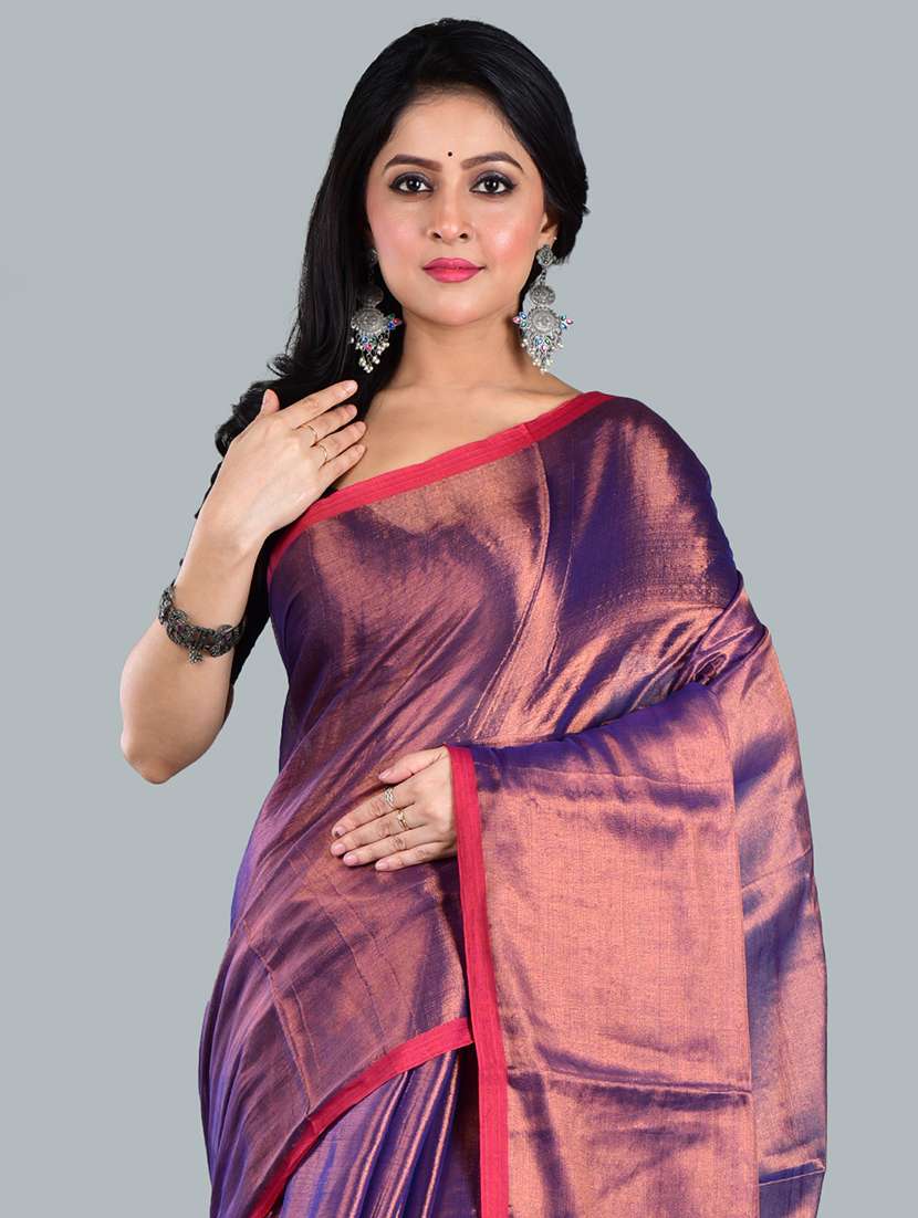 women solid plain saree with blouse - 21968607 - Standard Image - 4