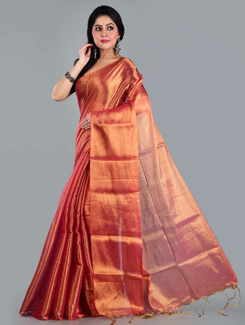 women solid plain saree with blouse - 21968608 -  Standard Image - 1