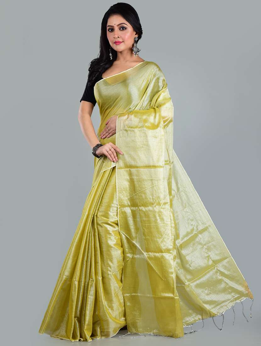 women solid plain saree with blouse - 21968610 -  Standard Image - 1