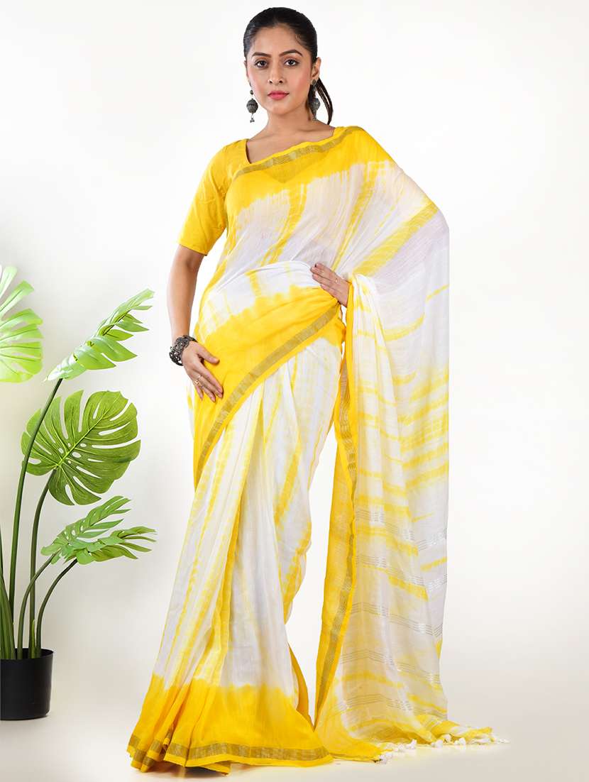 women yellow printed saree with blouse - 21968623 - Zoom Image - 0