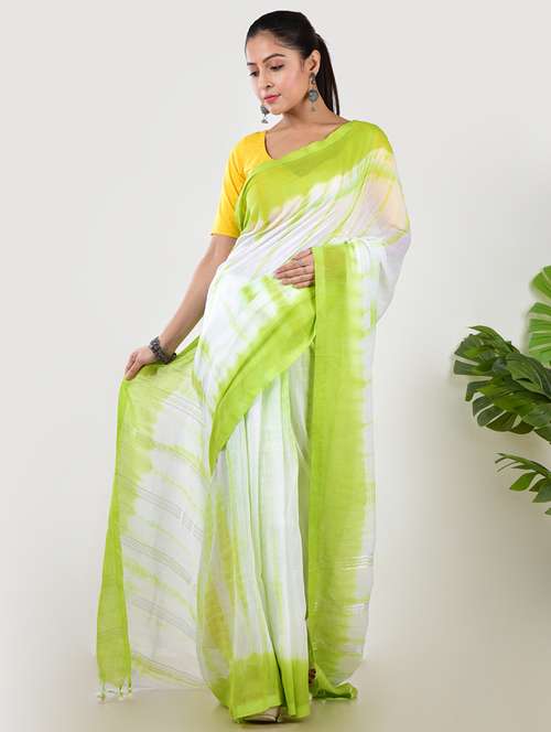 women green printed saree with blouse - 21968625 - Standard Image - 0