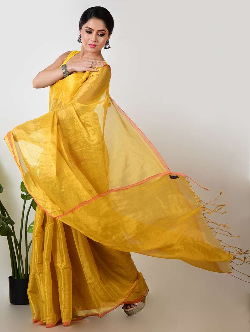 women solid plain saree with blouse - 21968628 -  Standard Image - 1