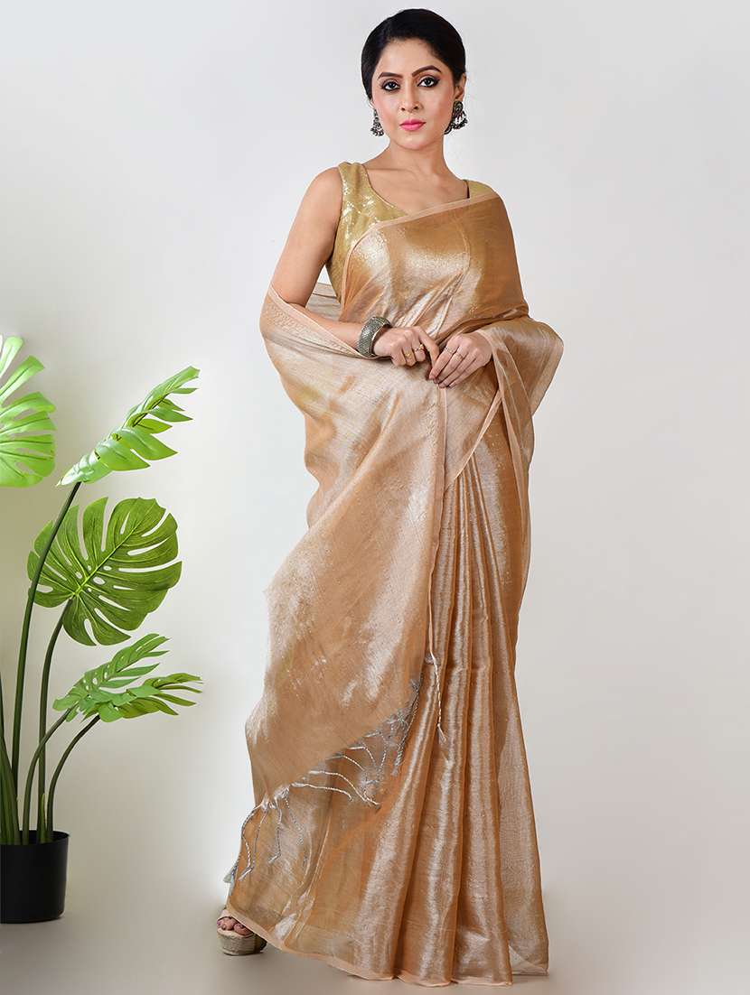 women solid plain saree with blouse - 21968629 - Standard Image - 1