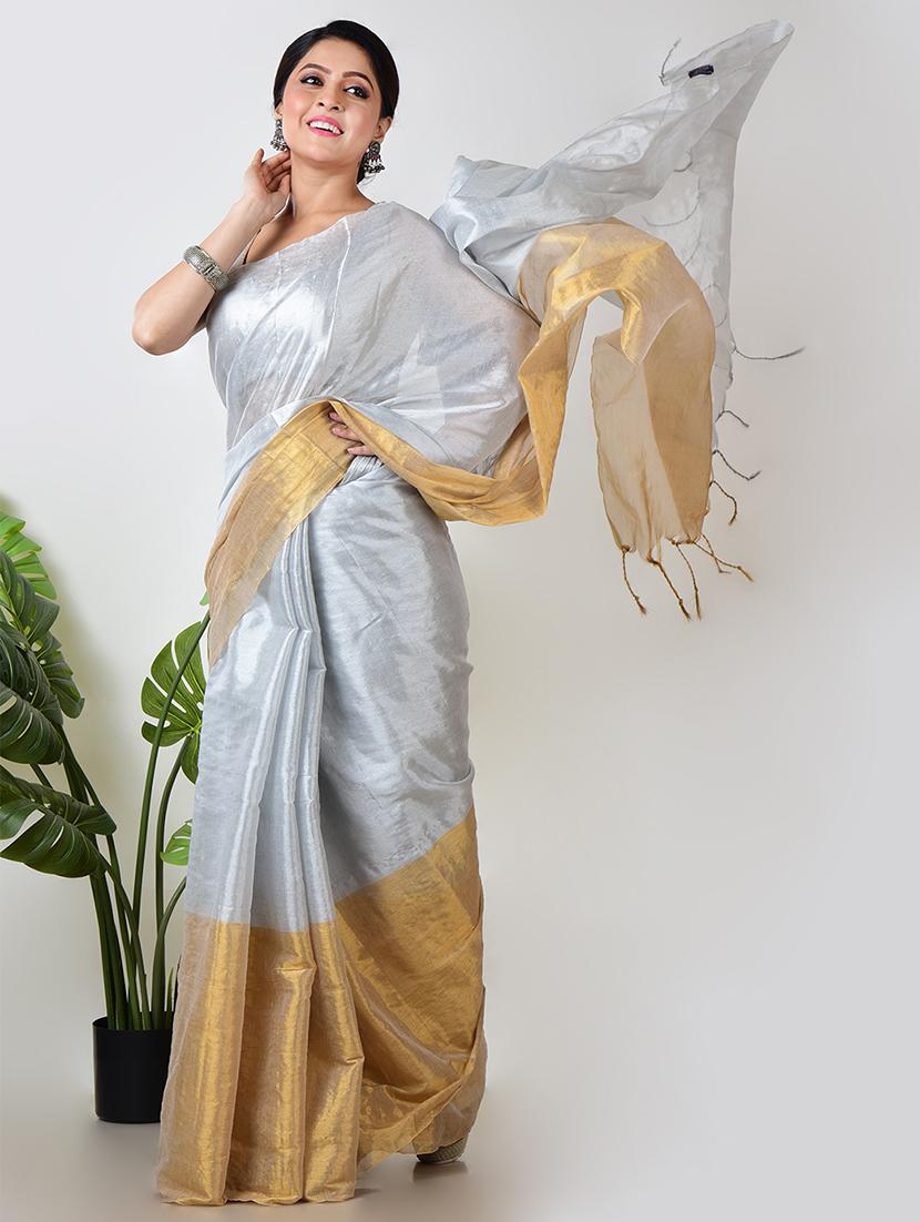 women color block printed saree with blouse - 21968631 - Standard Image - 1
