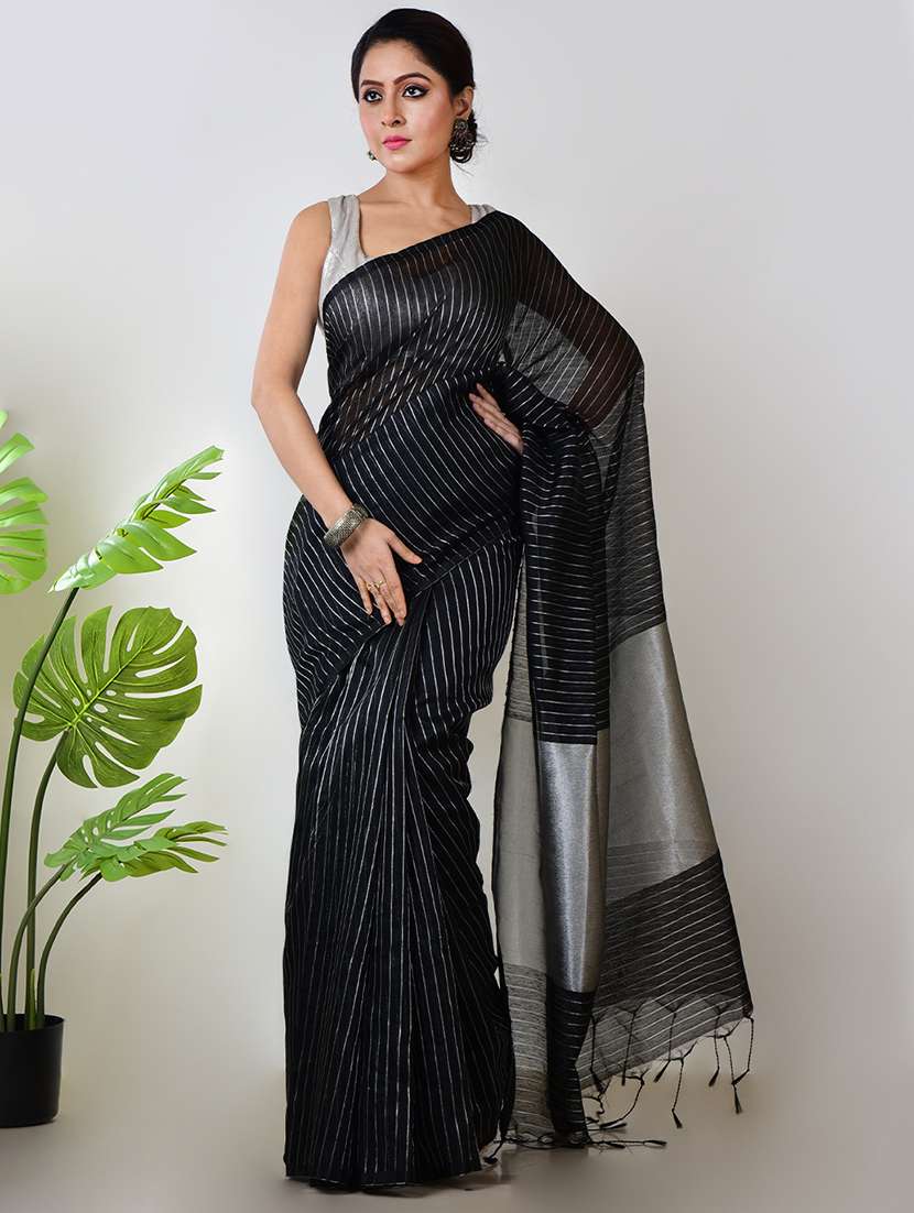 women striped printed saree with blouse