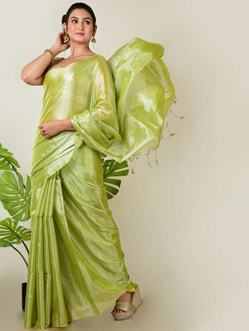 women solid plain saree with blouse - 21968635 - Standard Image - 1