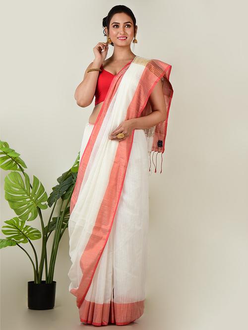 women solid with bordered saree with blouse - 21968638 -  Standard Image - 0