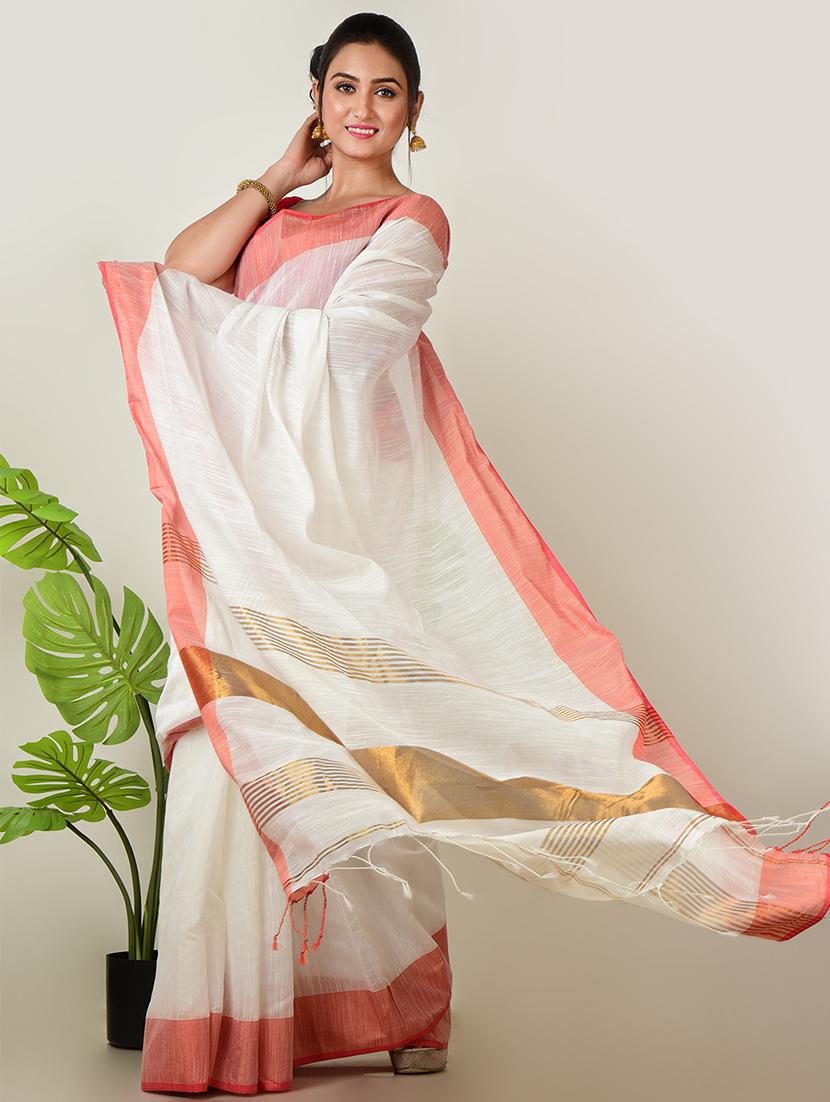 women solid with bordered saree with blouse - 21968638 -  Standard Image - 1