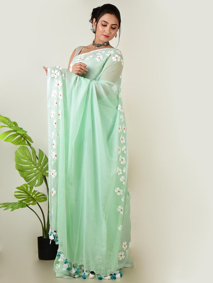 women floral bordered saree with blouse - 21968639 - Standard Image - 1