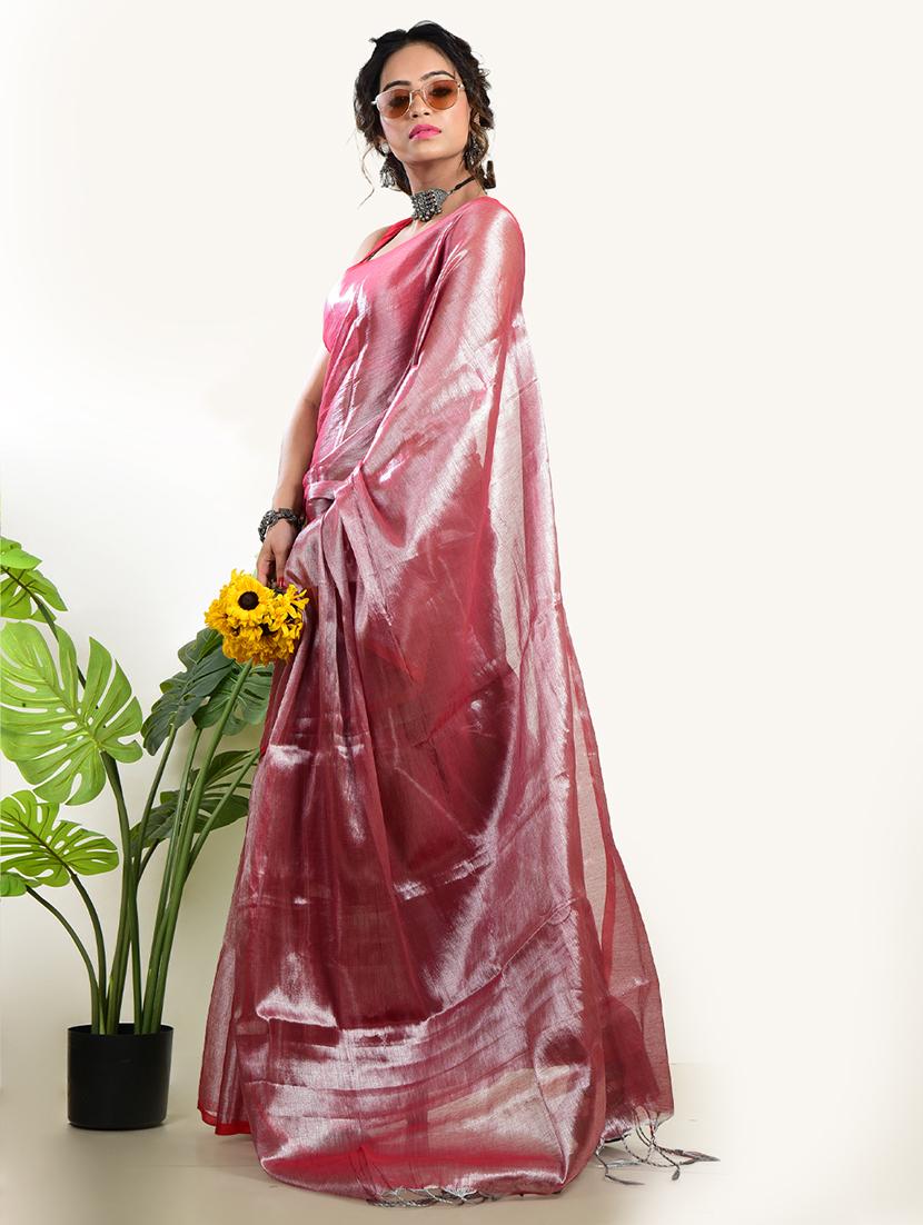 women solid plain saree with blouse - 21968644 - Standard Image - 1