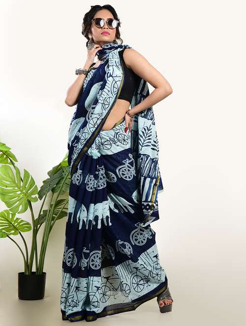 women printed casual wear saree with blouse - 21968645 -  Standard Image - 0