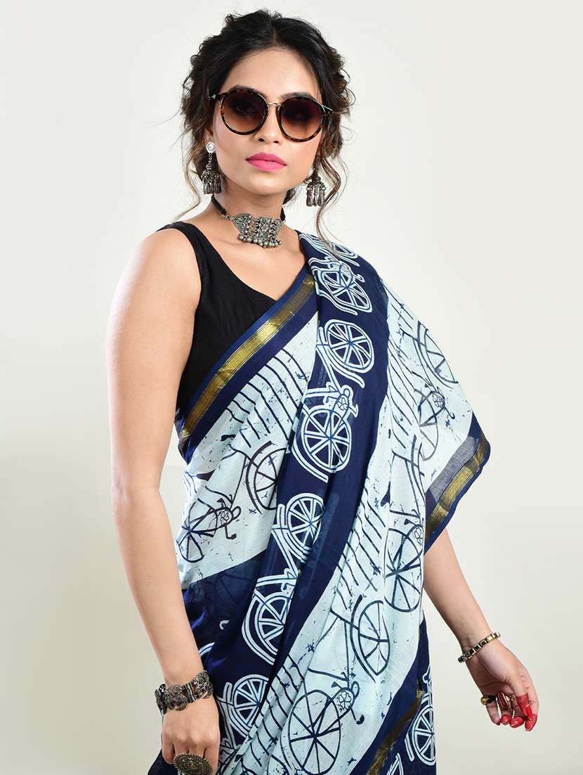 Women Printed Casual Wear Saree With Blouse