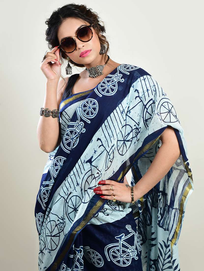 Women Printed Casual Wear Saree With Blouse