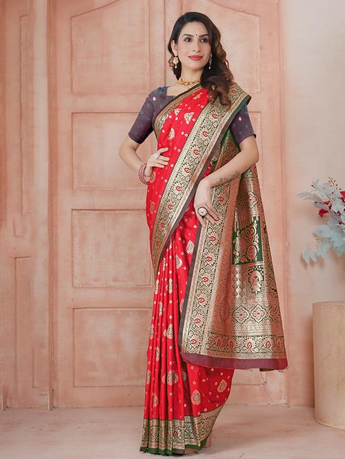 women self design banarasi saree with blouse - 21968664 - Standard Image - 0