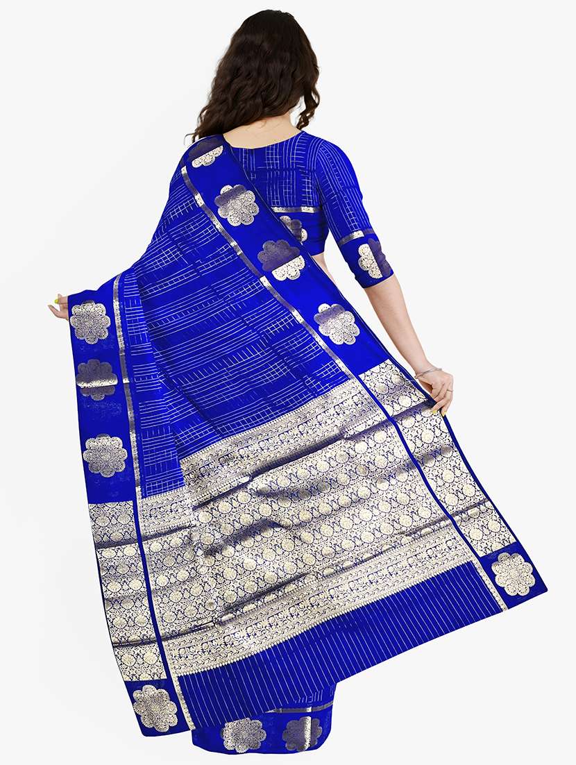 women checkered bordered saree with blouse - 21968728 - Standard Image - 1