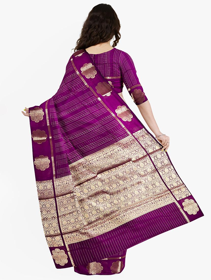 women checkered bordered saree with blouse - 21968730 - Standard Image - 1