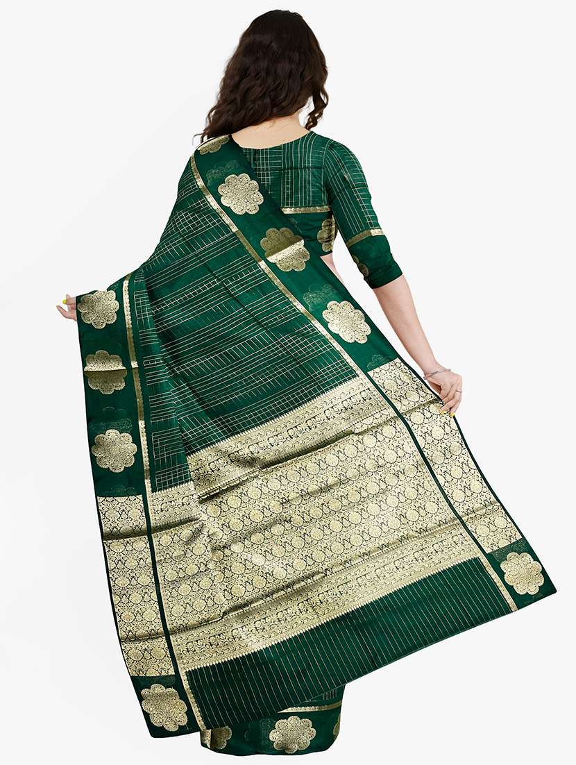 women checkered bordered saree with blouse - 21968732 -  Standard Image - 1