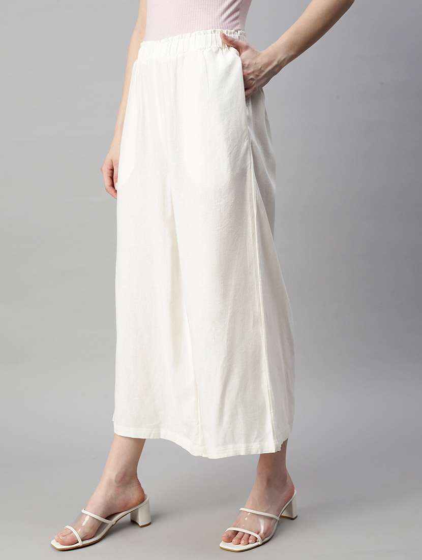 women solid high rise flared palazzo - 21968737 -  Standard Image - 1