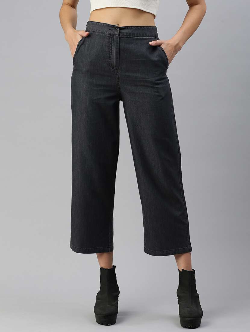 women solid high rise straight fit trouser - 21968738 - Zoom Image - 0