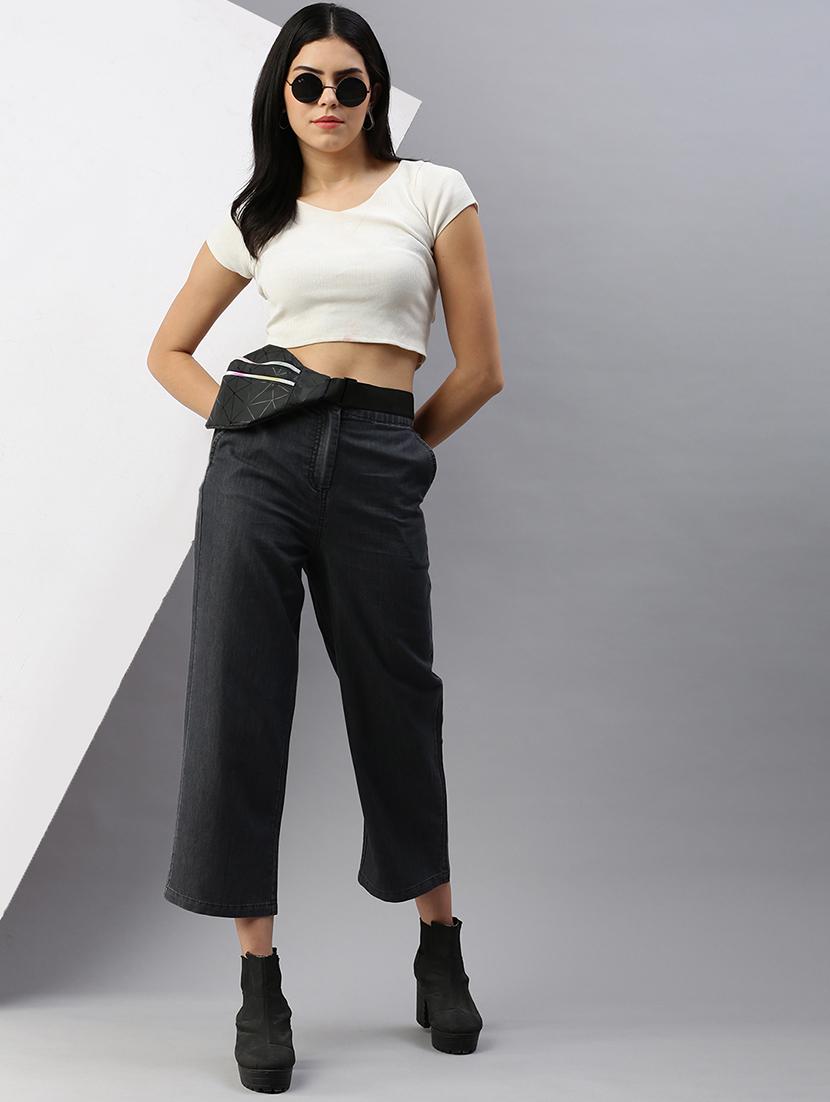 women solid high rise straight fit trouser - 21968738 - Standard Image - 4