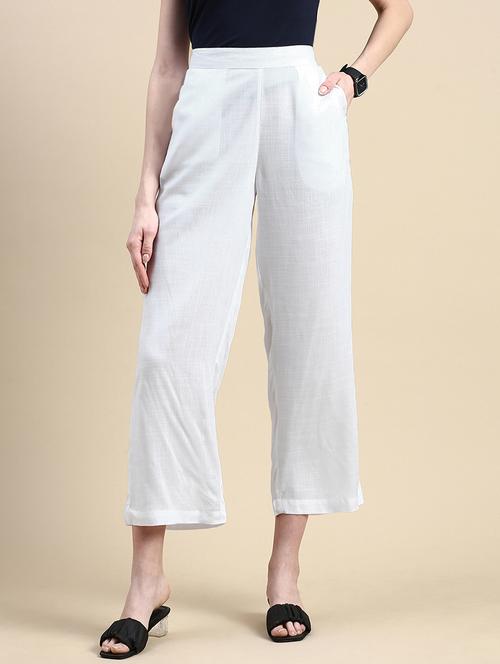 women solid high rise straight palazzo - 21968740 -  Standard Image - 0
