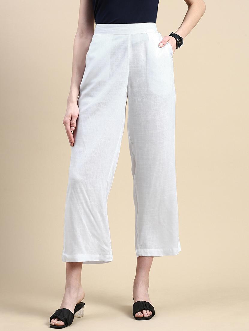women solid high rise straight palazzo - 21968740 -  Zoom Image - 0