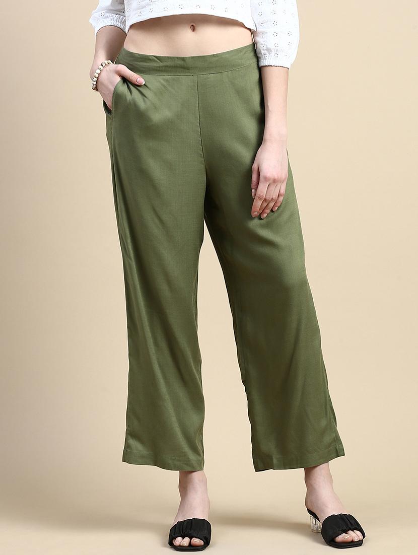 women solid high rise straight palazzo - 21968742 -  Standard Image - 1