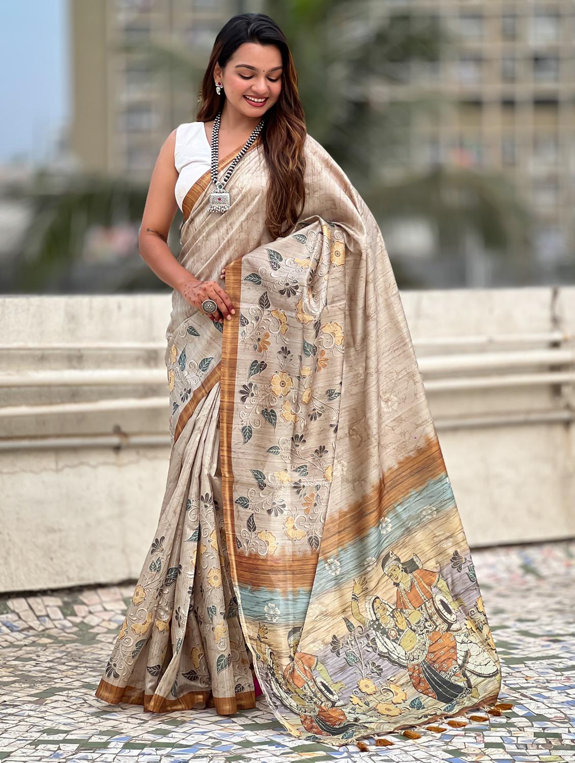 women printed casual wear saree with blouse - 21968800 -  Standard Image - 1