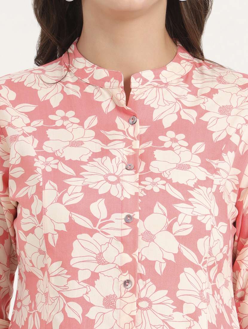 women printed mandarin neck ethnic top - 21968824 - Standard Image - 4