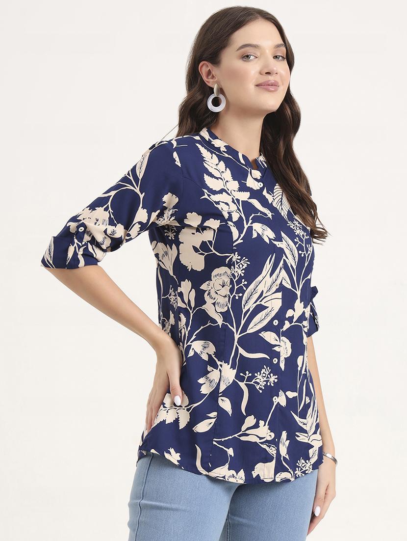 women floral print mandarin neck shirt style top - 21968828 -  Standard Image - 1