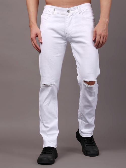 men solid slash knee mid rise straight fit jean - 21968901 - Standard Image - 0